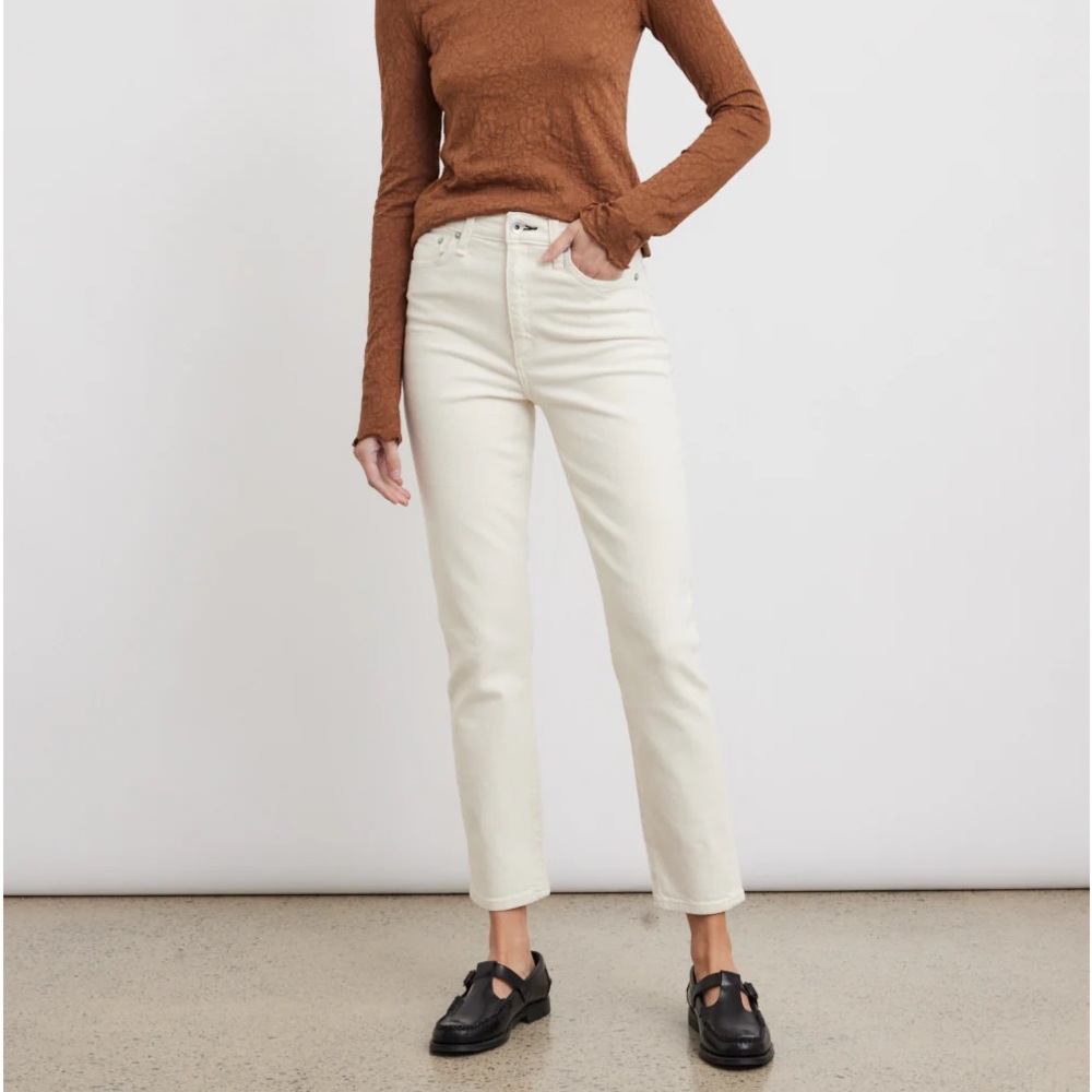 NWOT Rag & Bone Nina high-rise ankle cigarette in ecru size 27